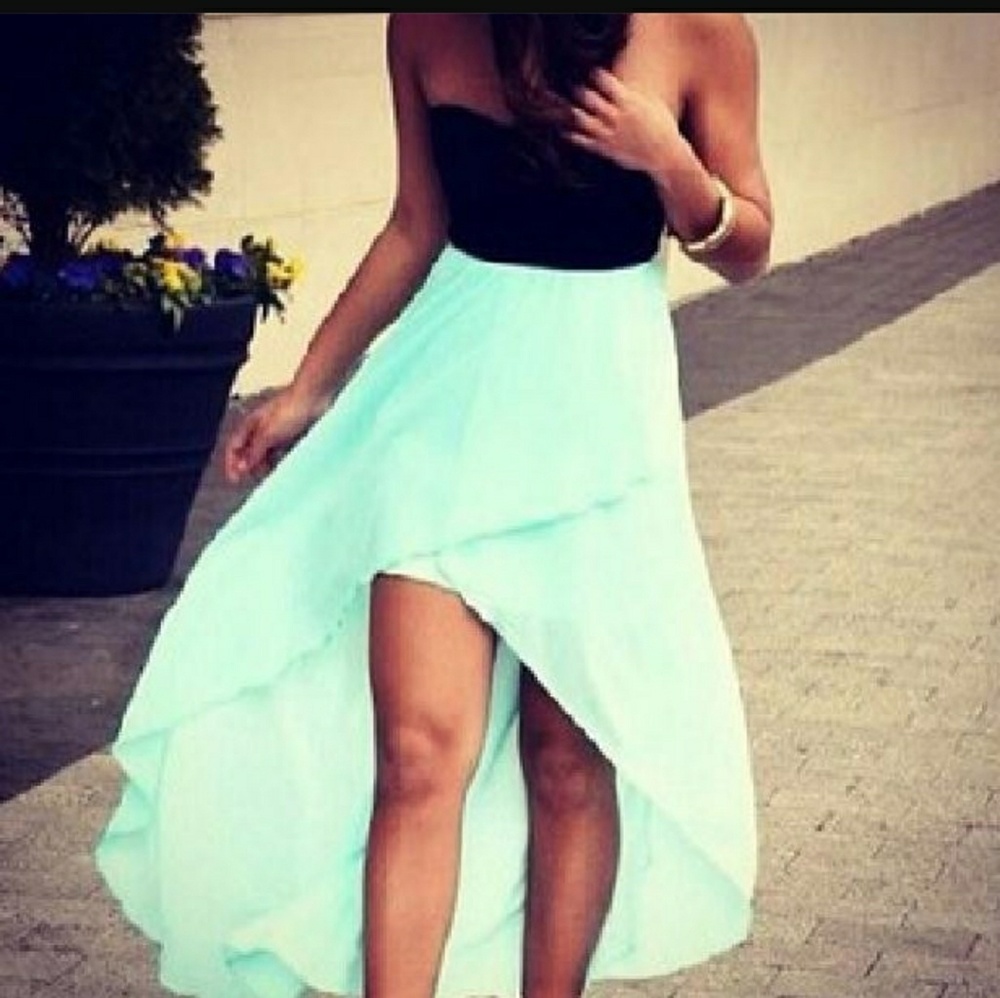 Strapless Mint green chiffon dress